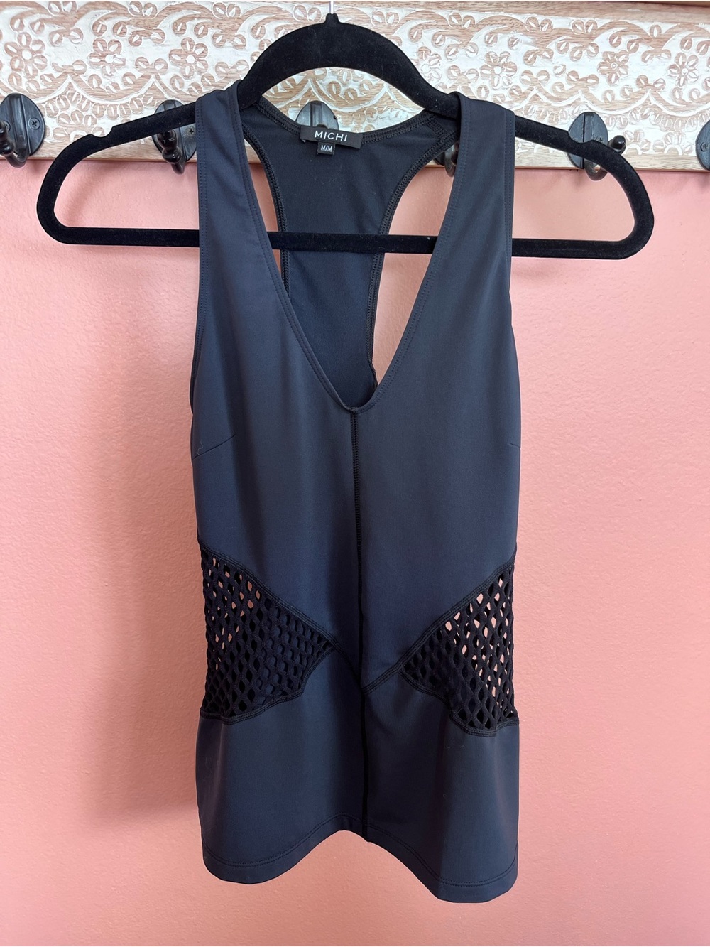 MICHI black racerback with side cutouts
